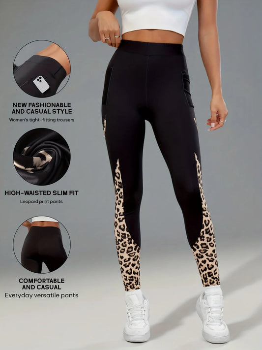 Women's High Waist Slim Polyester Leggings With Side Pockets