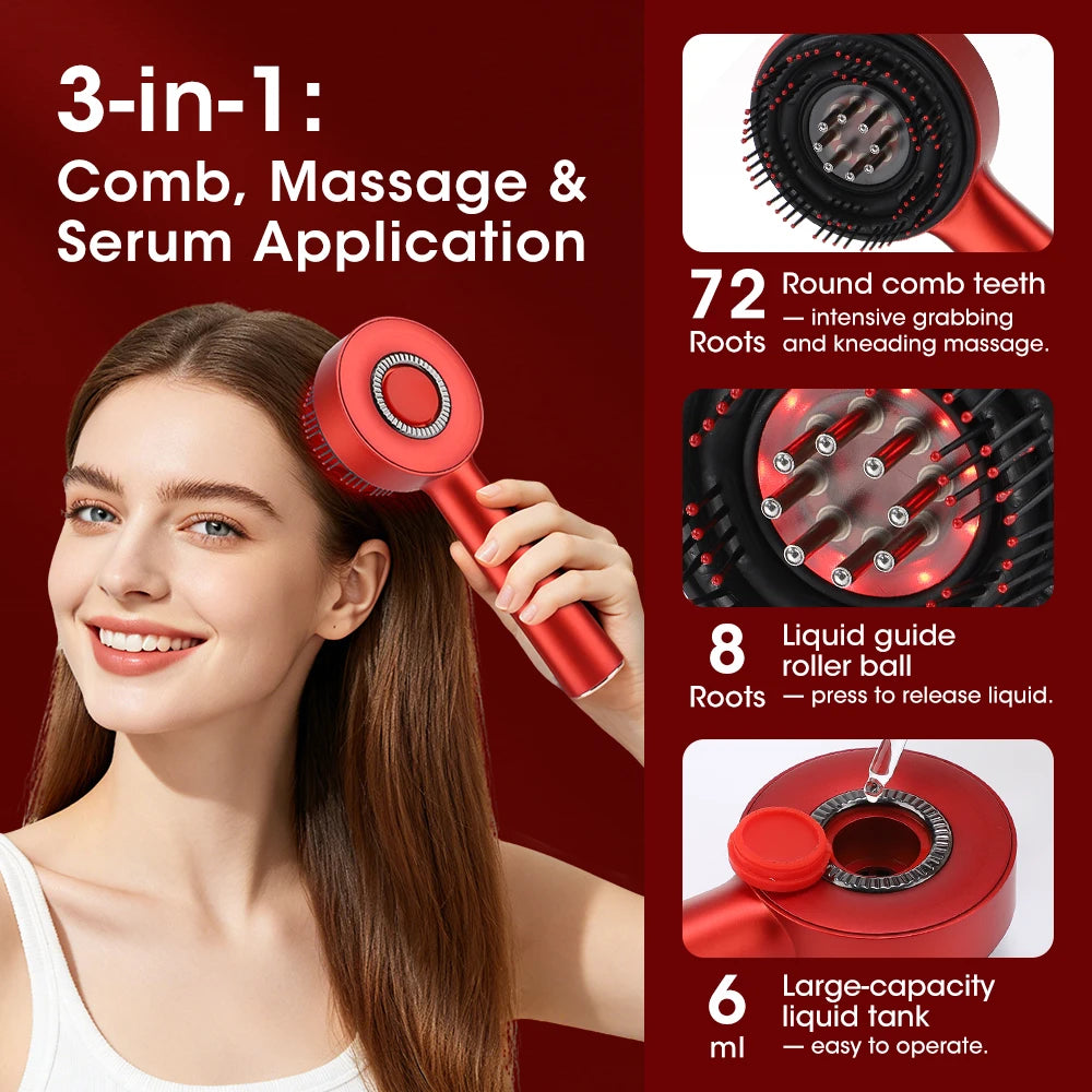 AFDEAL Electric Hair Massage Comb With Light Therapy Applicator