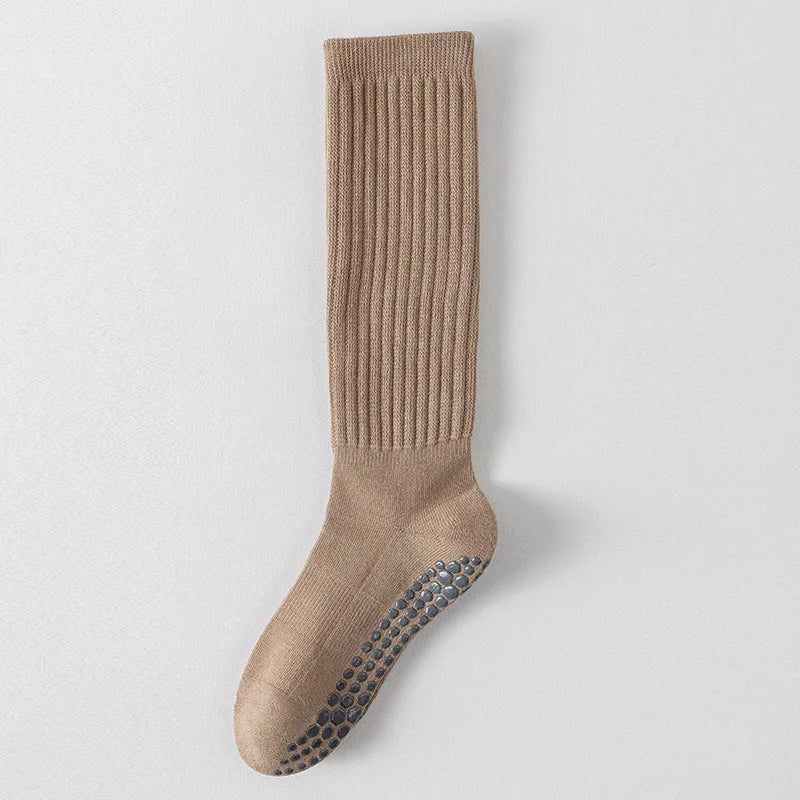 Women Knee High Cotton Yoga Socks Silicone Non-Slip Grip