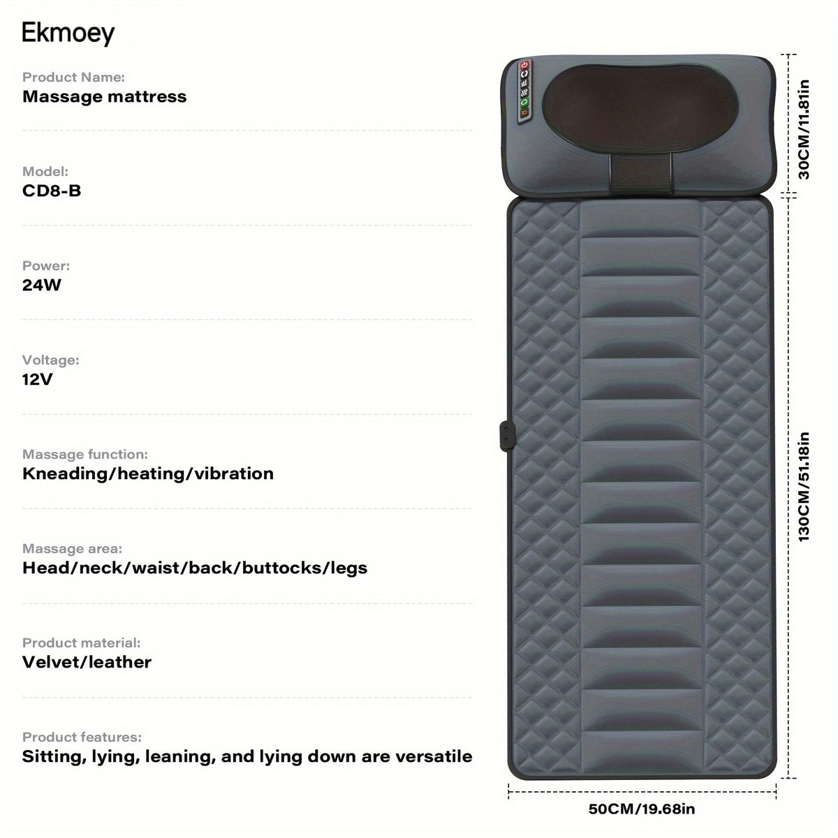 Ekmoey Full Body Shiatsu Massager With Heating And Vibration