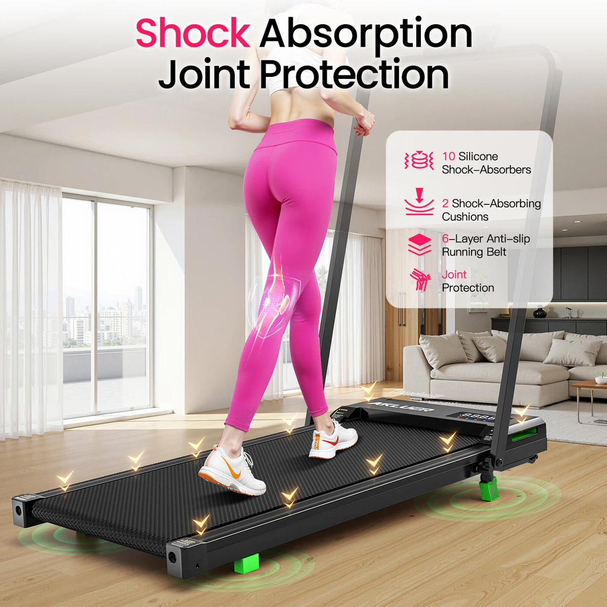 Akluer Portable Walking Pad Treadmill Featuring Remote Control And Folding