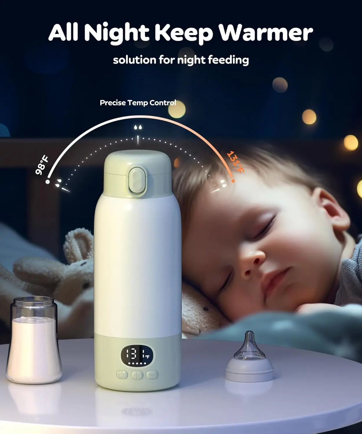 Portable Electric Heated Water Bottle With Digital Temperature Display