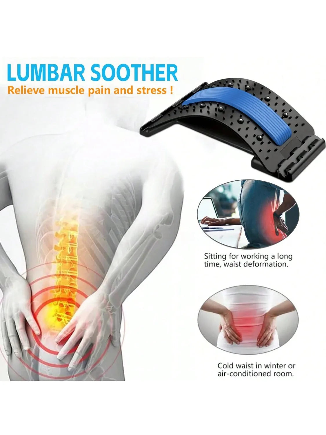 Adjustable Back Relaxer Waist Stretcher Cervical Support Yoga Aid Tool
