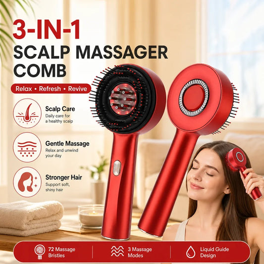 AFDEAL Electric Hair Massage Comb With Light Therapy Applicator