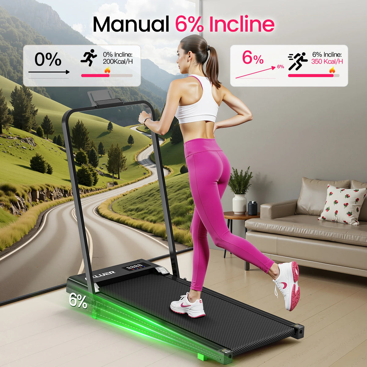 Akluer Portable Walking Pad Treadmill Featuring Remote Control And Folding