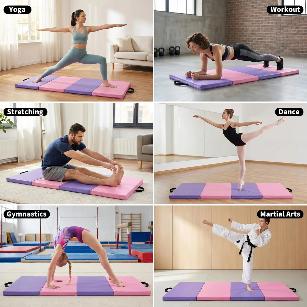 HiMISS Folding Gymnastics Mat For Home Gym Exercise And Training
