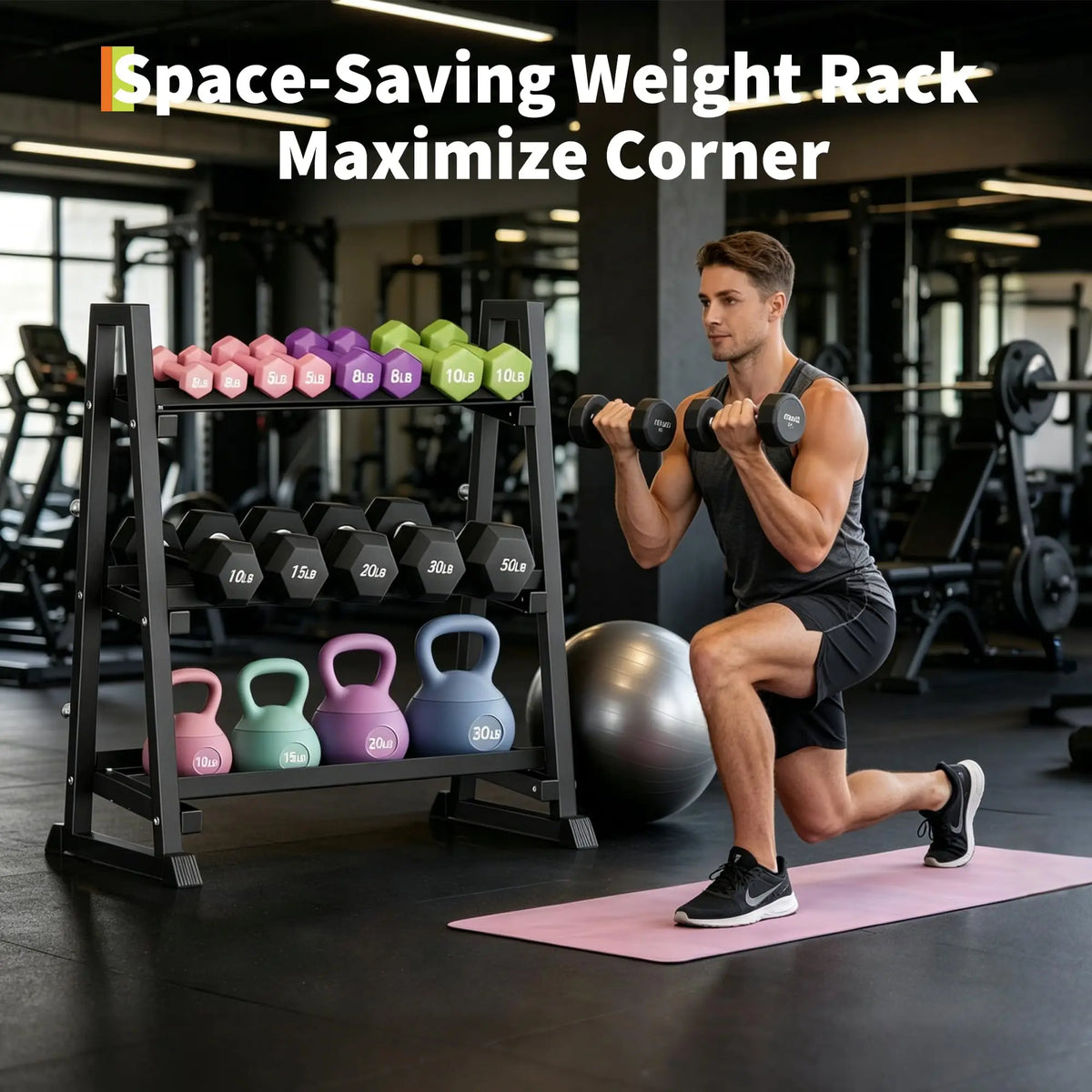 HiMiss Three Tier Dumbbell Rack Heavy Duty Weight Stand
