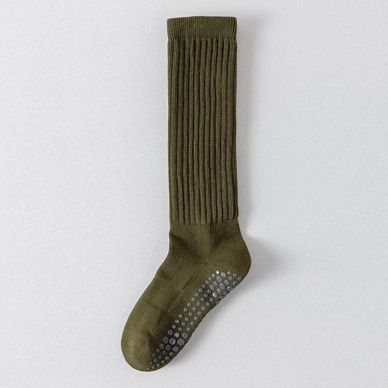 Women Knee High Cotton Yoga Socks Silicone Non-Slip Grip