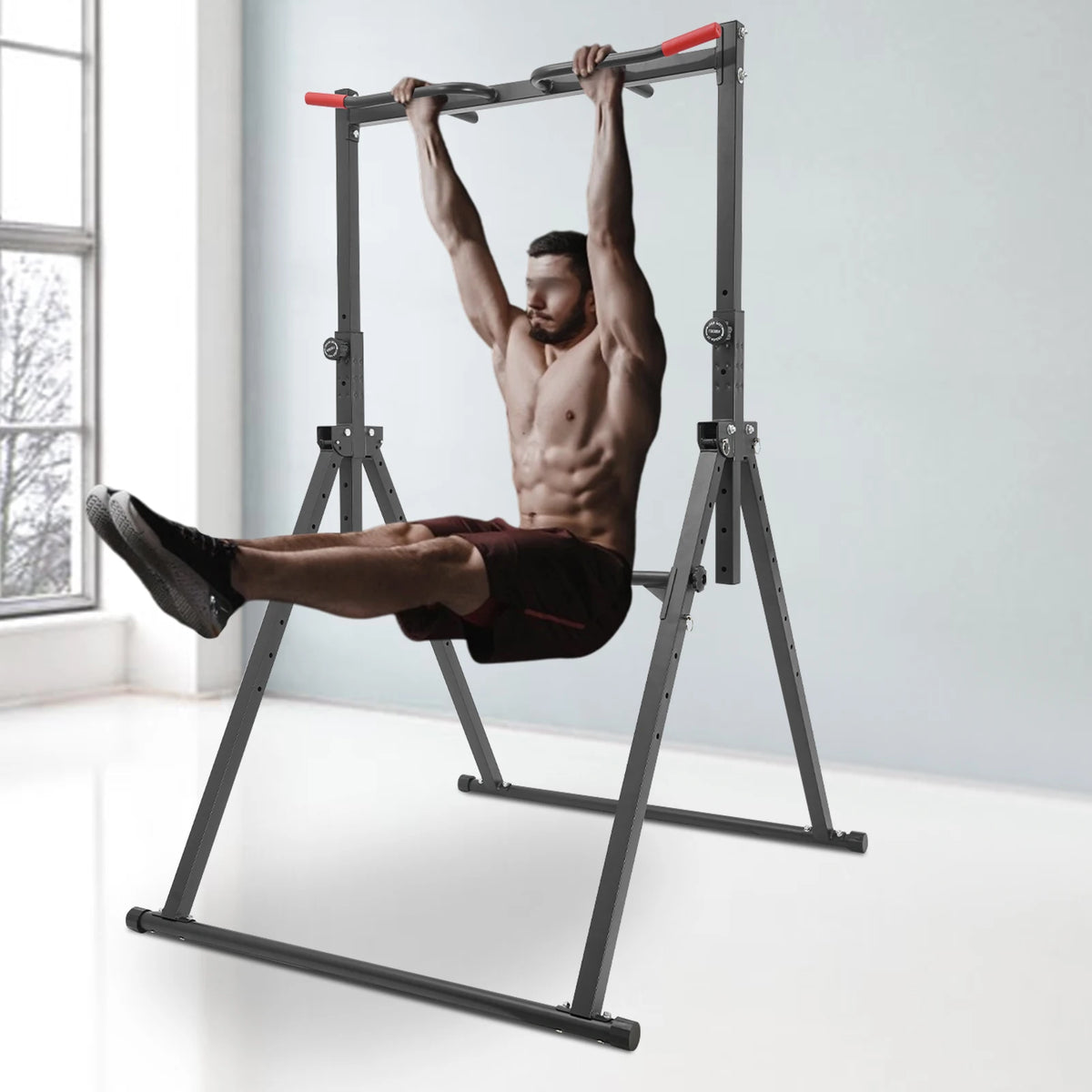 Height Adjustable Power Tower With Pull Up Dip Station