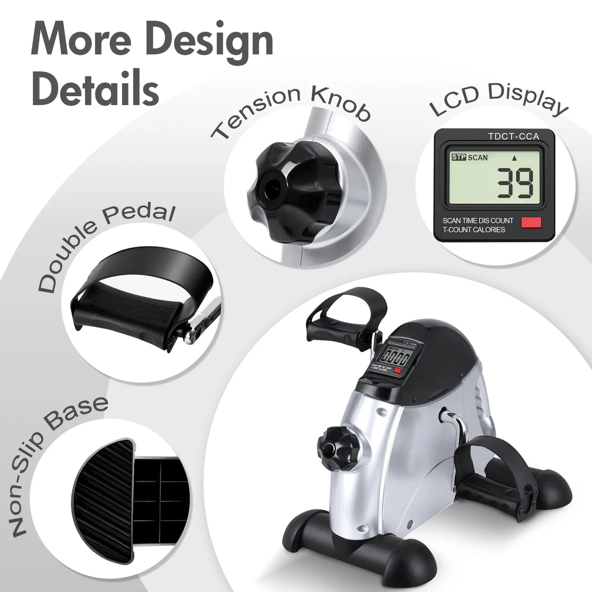 Mini Under Desk Pedal Exerciser With Digital Display For Home