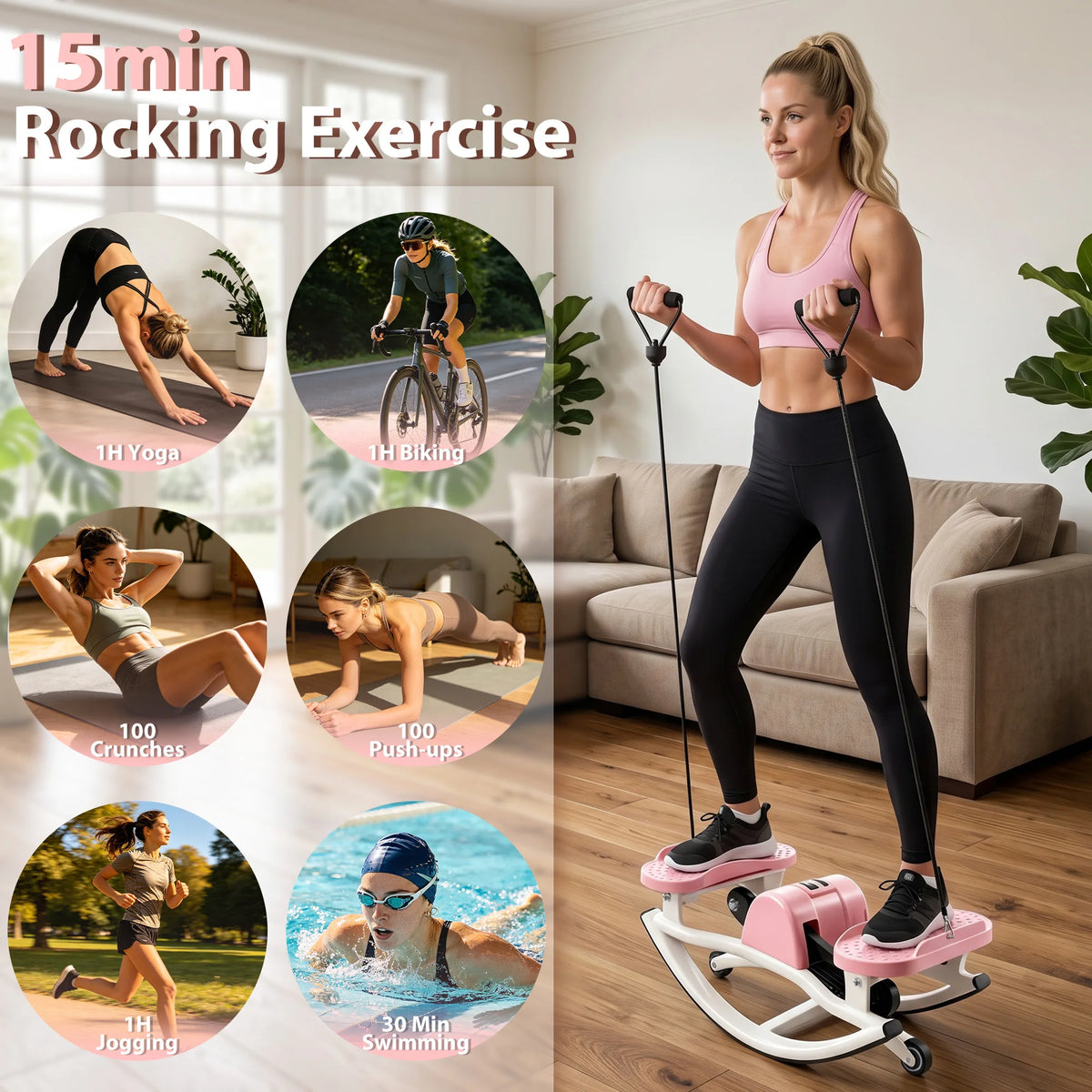 Foldable Swing Stepper Machine For Home Cardio Fitness Training