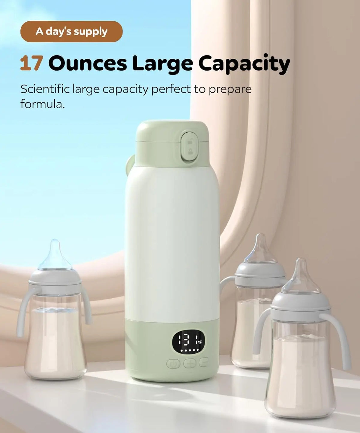 Portable Electric Heated Water Bottle With Digital Temperature Display