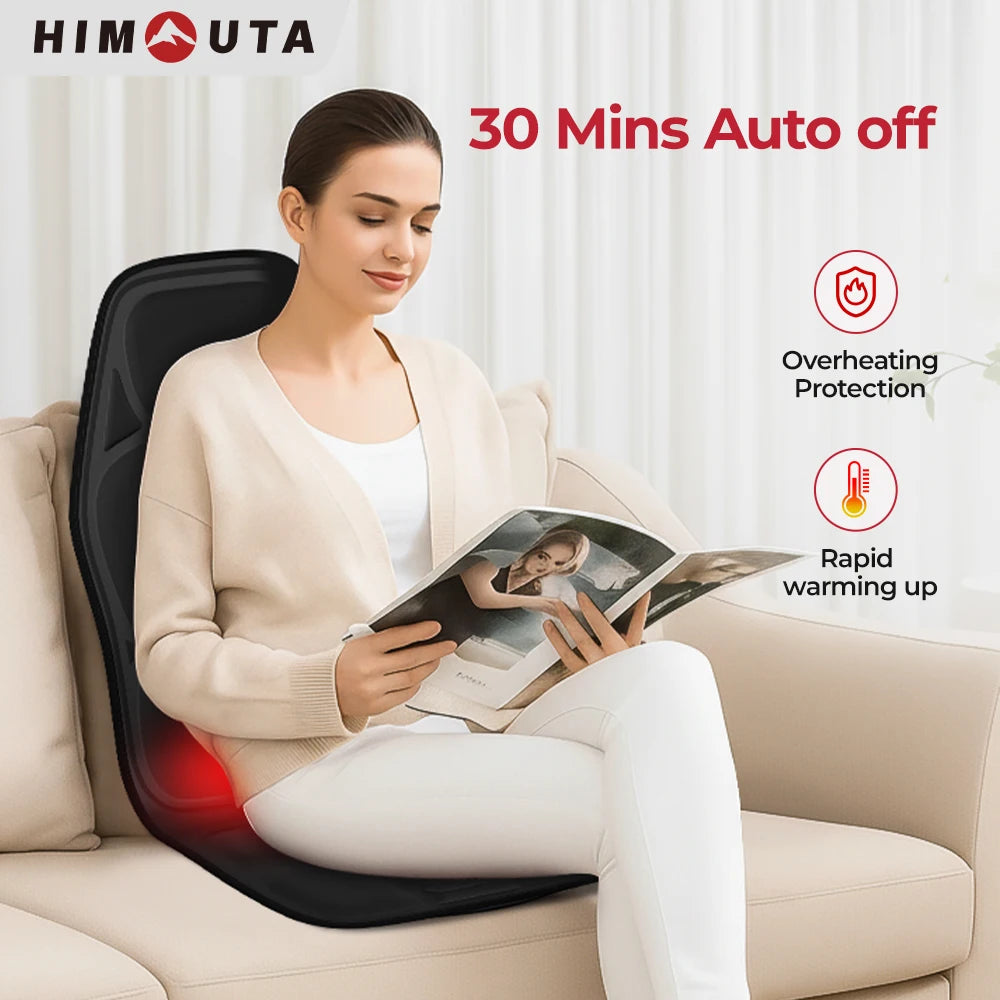 Himouta Heated Back Massager Chair Cushion For Lumbar Neck Relief