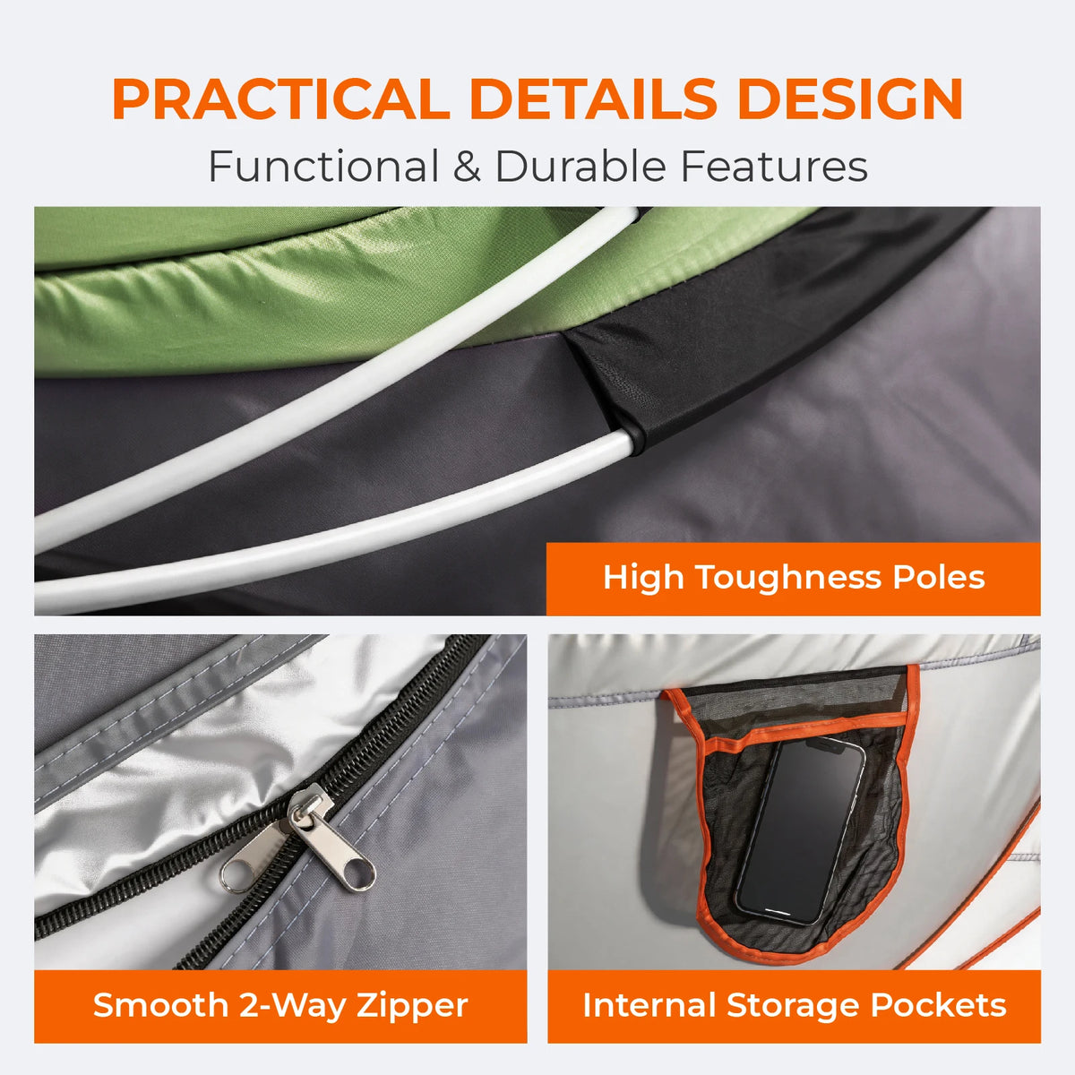 Instant Pop Up Waterproof Camping Tent With Front Awning
