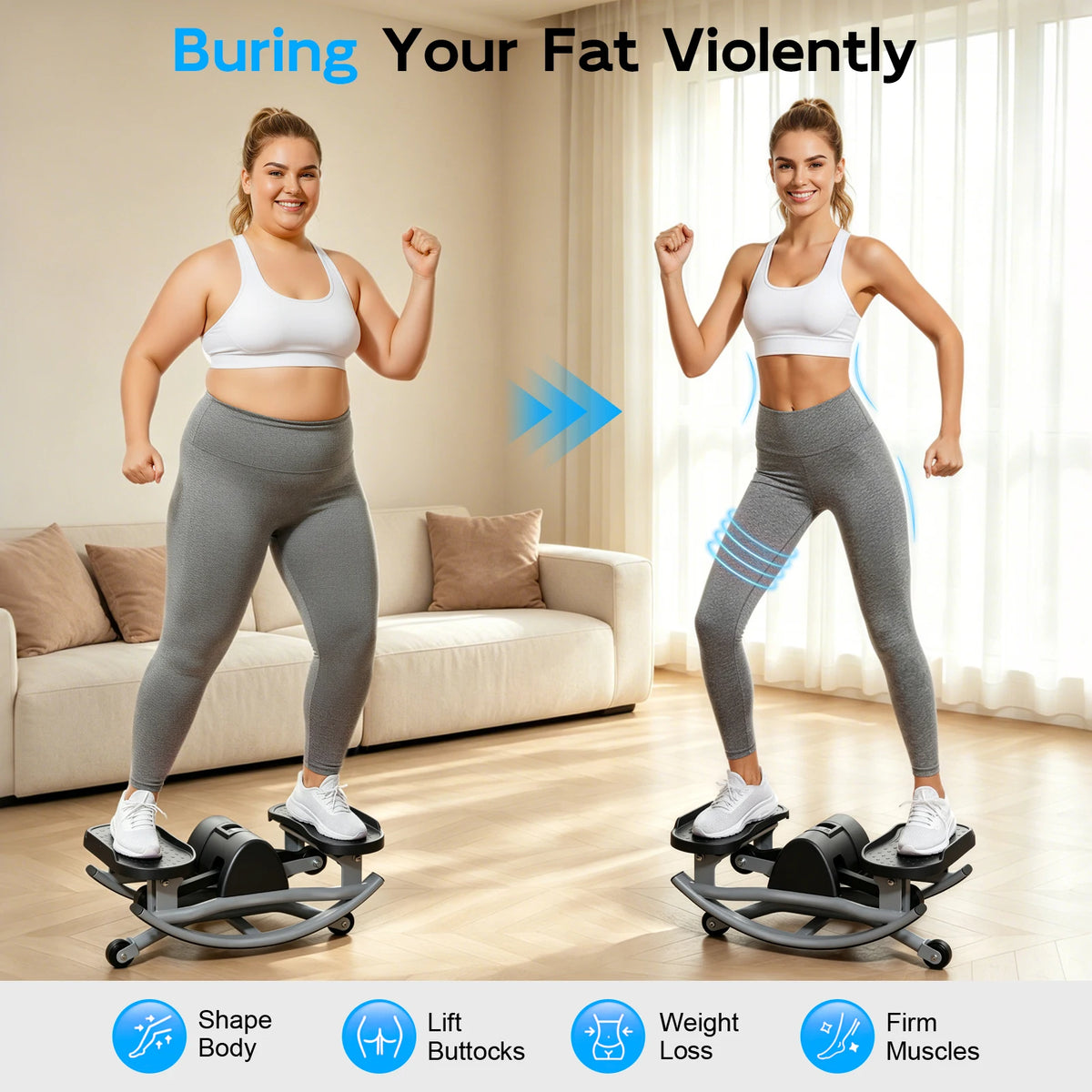 Smart Twist Stepper Machine With Digital Display And Resistance Bands