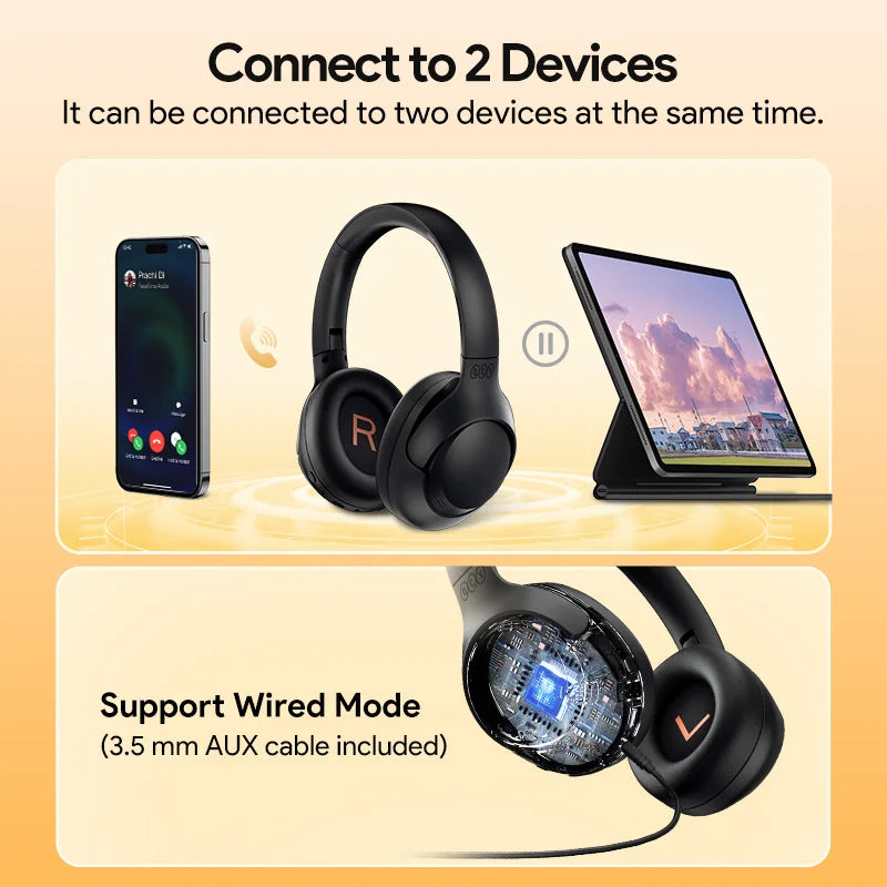 QCY H3 Bluetooth Wireless Headphones With Active Noise Cancellation