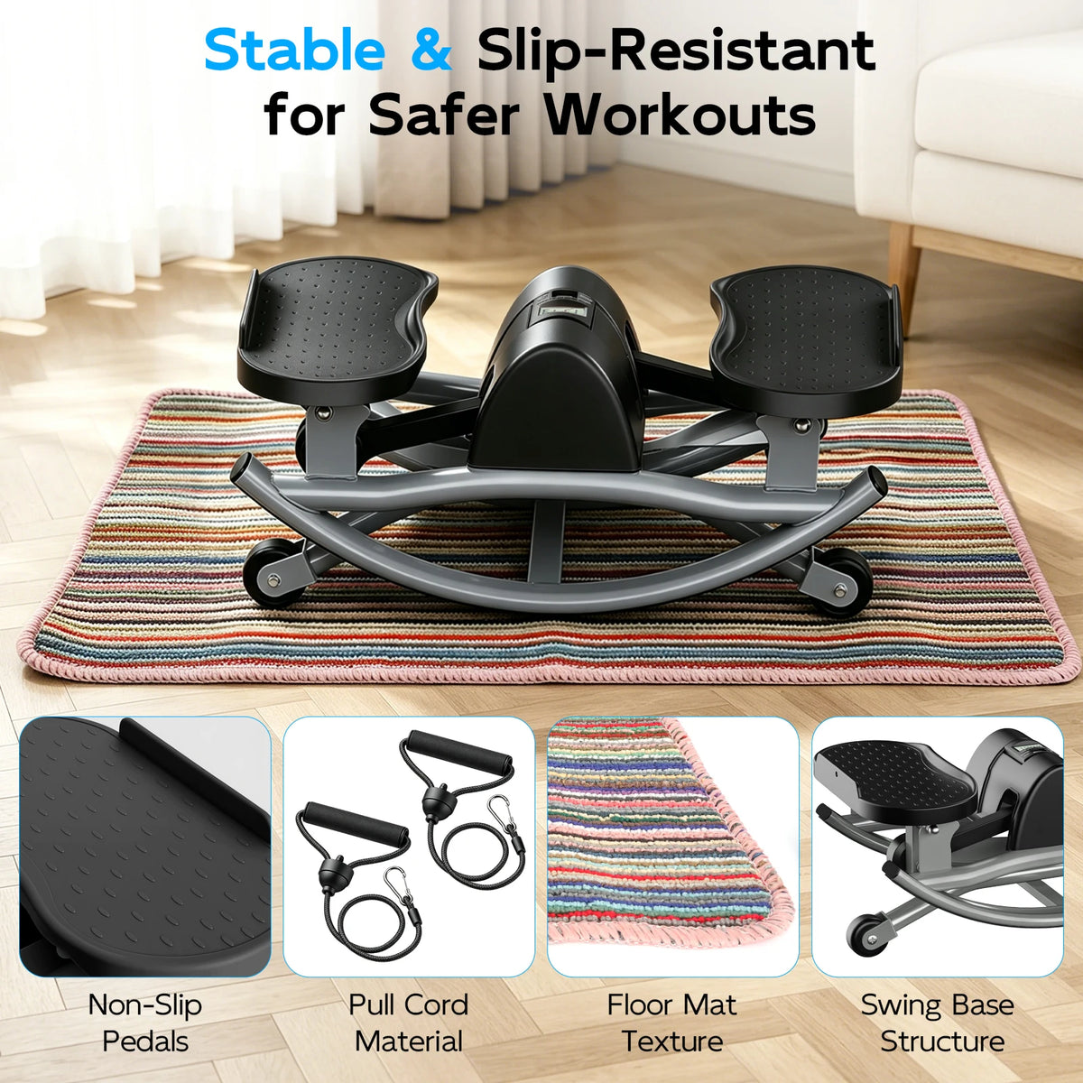 Smart Twist Stepper Machine With Digital Display And Resistance Bands