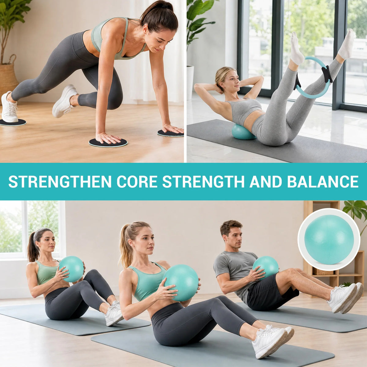 Professional Pilates Training Set With Exercise Ball And Bands