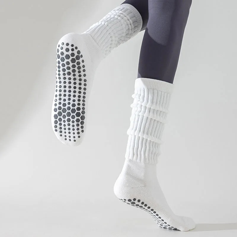 Women Knee High Cotton Yoga Socks Silicone Non-Slip Grip