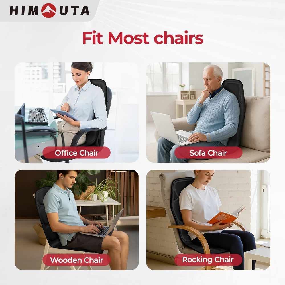 Himouta Heated Back Massager Chair Cushion For Lumbar Neck Relief