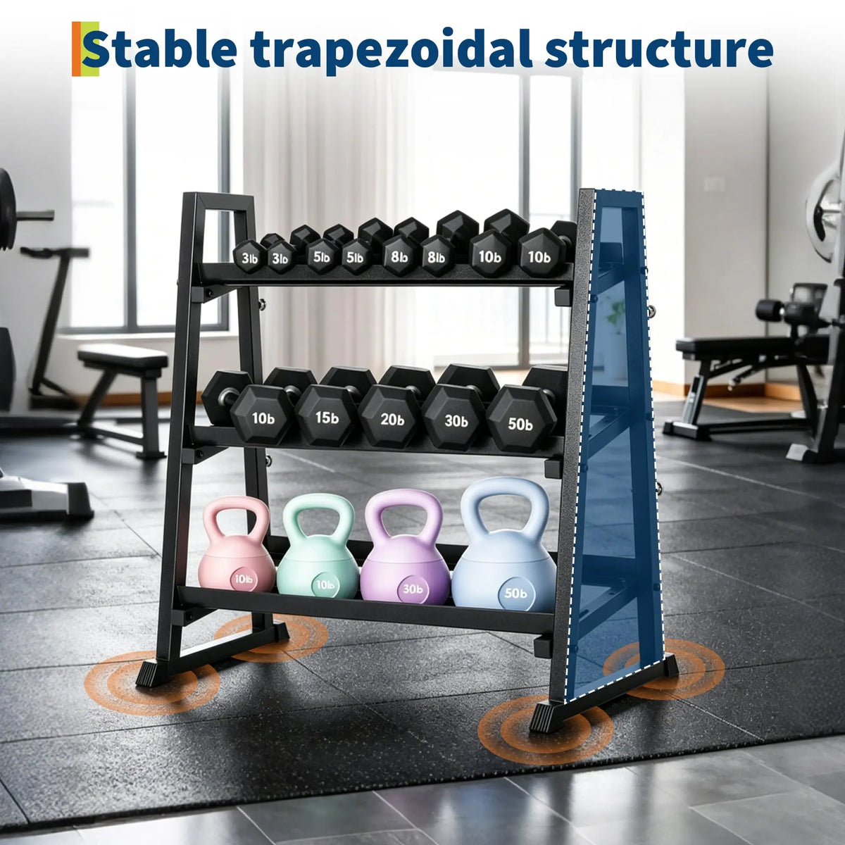 HiMiss Three Tier Dumbbell Rack Heavy Duty Weight Stand