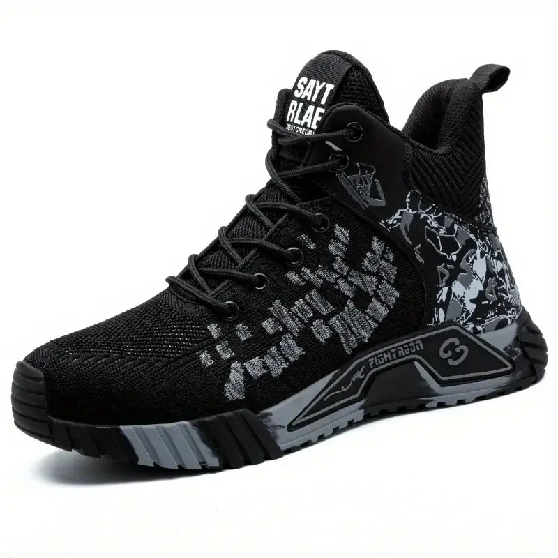 Men Breathable Steel Toe Lace Up Safety Construction Boots
