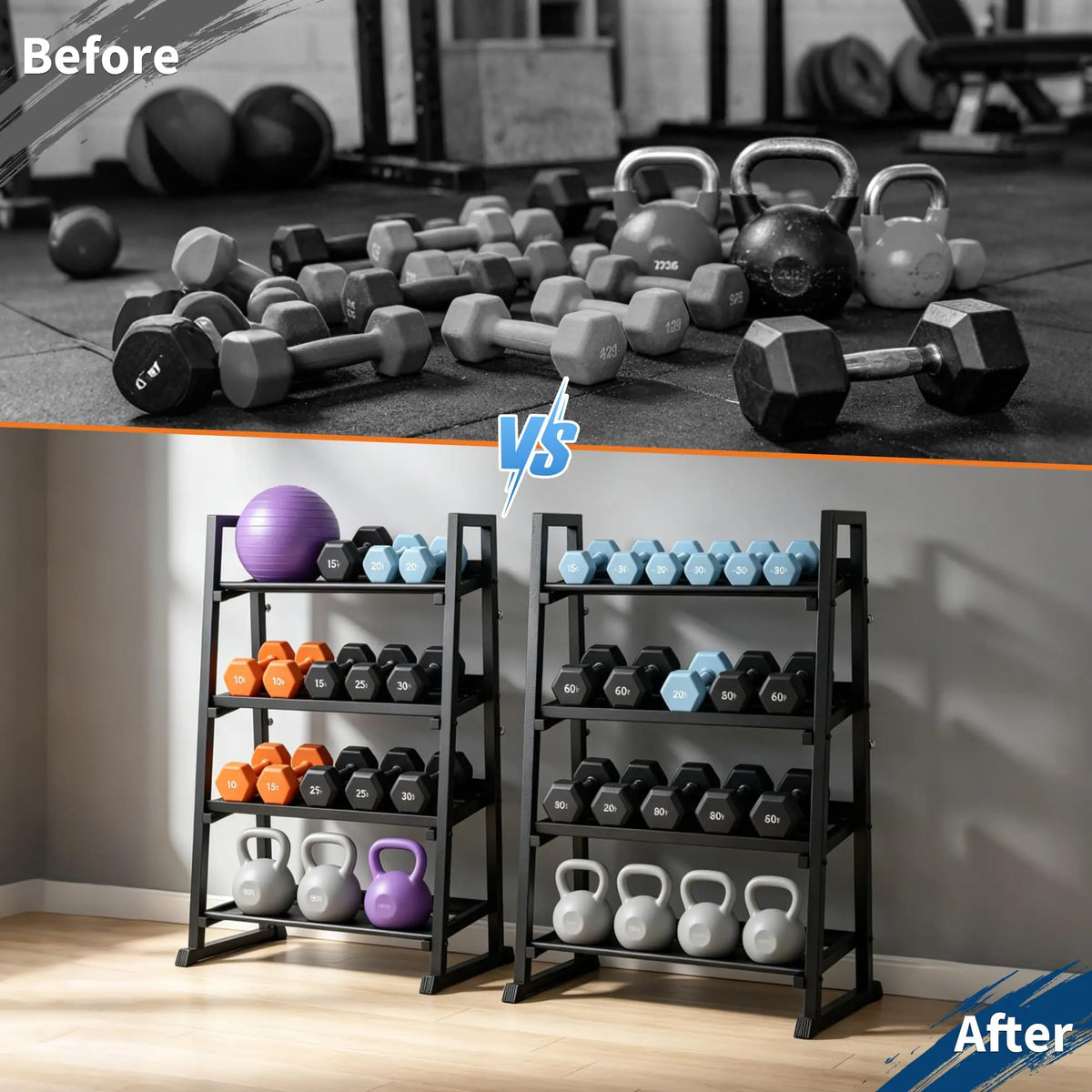 HiMiss Three Tier Dumbbell Rack Heavy Duty Weight Stand
